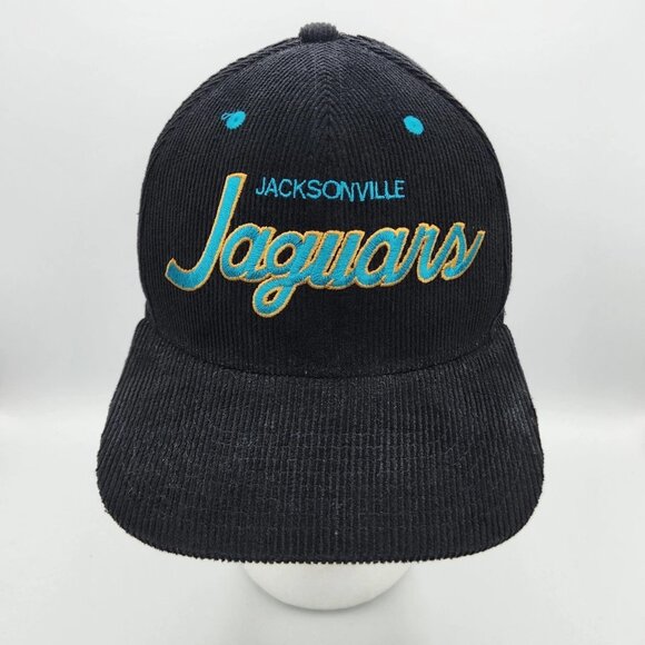 Jacksonville Jaguars Corduroy Script Mitchell & Ness Snapback Hat Cap Black